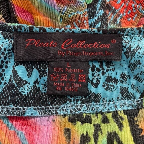 Pleats Collection By Pings Imports Size Large  Top Blouse Colorful Artsy Art - Picture 6 of 7
